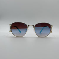 Geometrical Thin Golden Frame Women's Sunglasses-099