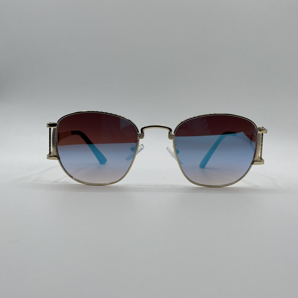 Geometrical Thin Golden Frame Women's Sunglasses-099