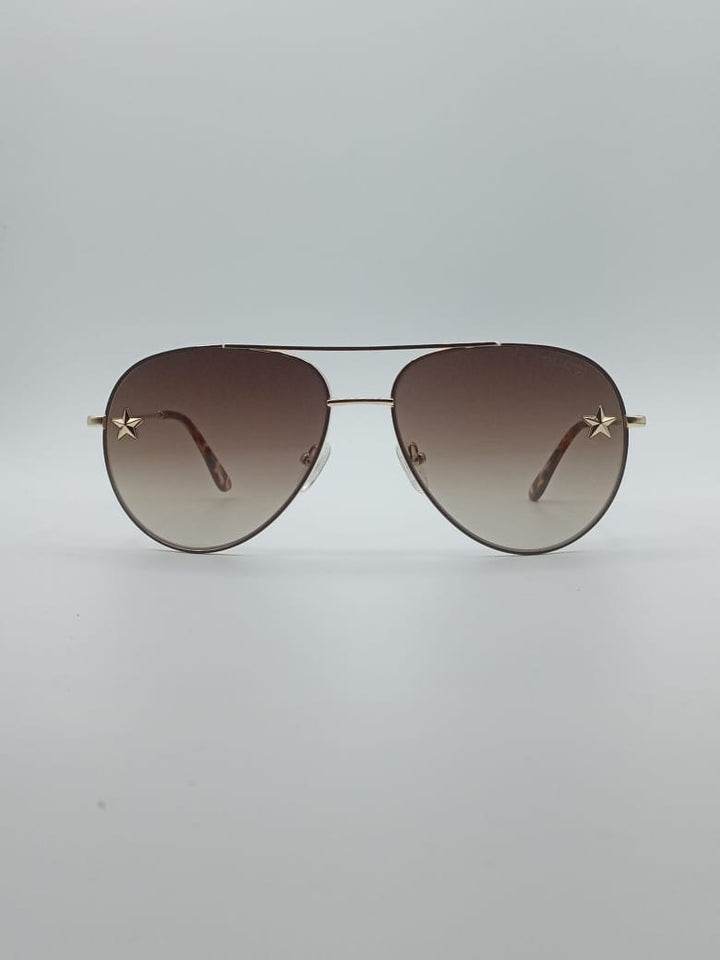 Aviator Golden Frame Unisex Sunglasses-012