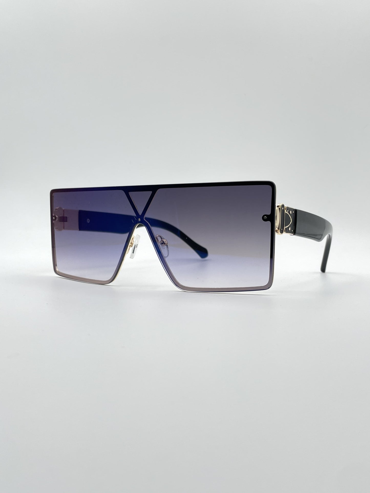 Flat Top Thin Black Frame Women's Sunglasses-094