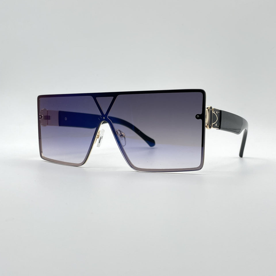 Flat Top Thin Black Frame Women's Sunglasses-094