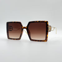 Acetate Brown & Yellow Frame Women's Sunglasses-083