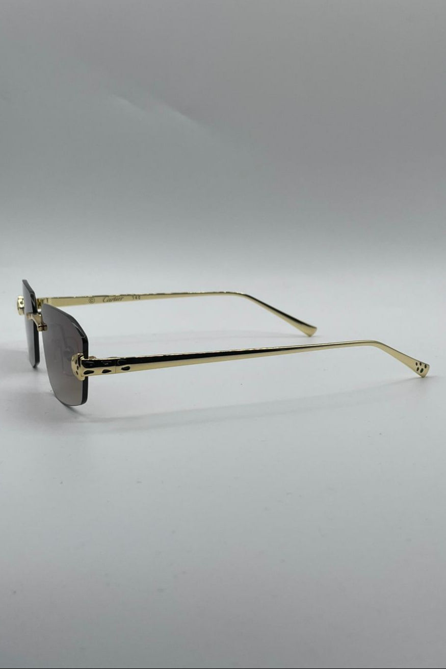 Rimless Golden Frame Sunglasses-129