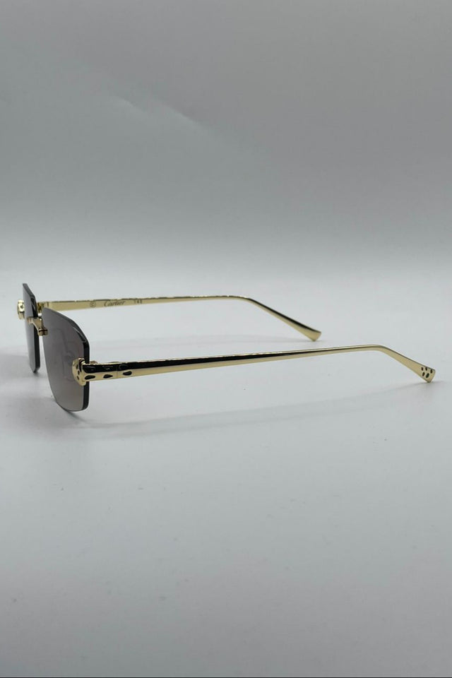 Rimless Golden Frame Sunglasses-129