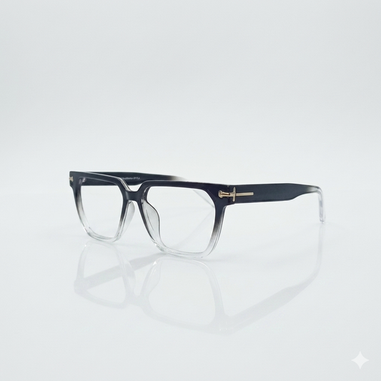 Black to Clear Gradient Square Frame Eyewear Optics-435