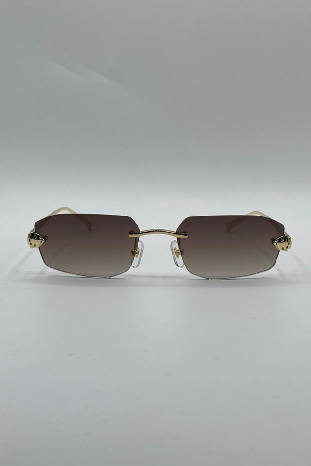 Rimless Golden Frame Sunglasses-129