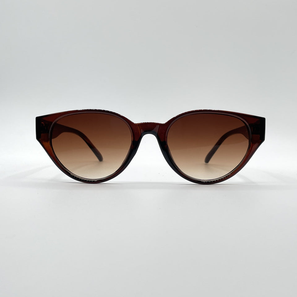 Circular Brown Frame Women's Sunglasses-088
