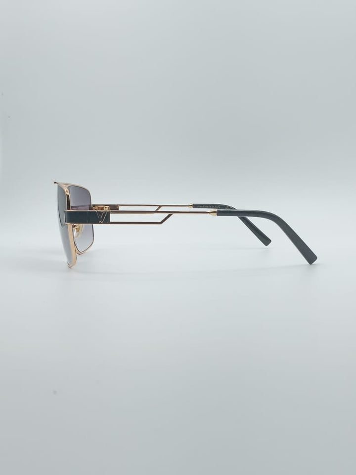 Acetate Golden Frame Men's Sunglasses-020