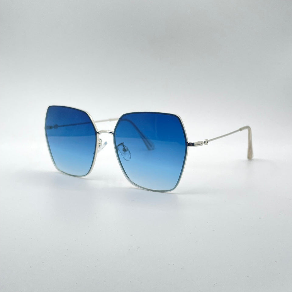 Geometrical Thin Black Frame Women's Sunglasses-155