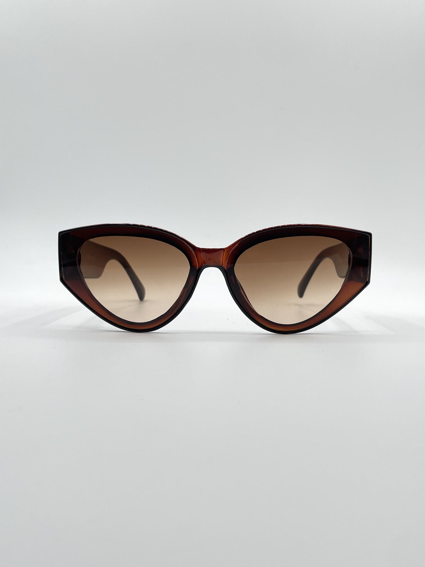 Circular Brown Frame Women's Sunglasses-089