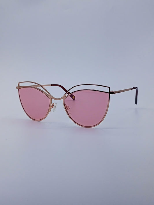 Cat Eye Thin Golden Frame Women's Sunglasses-206
