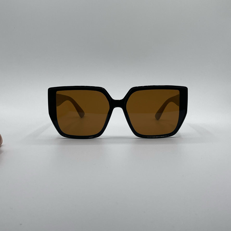 Geometric Brown Frame Women's Sunglasses-188