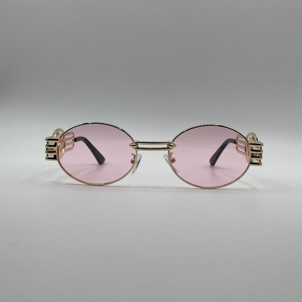 Circular Thin Golden Frame Women's Sunglasses-100