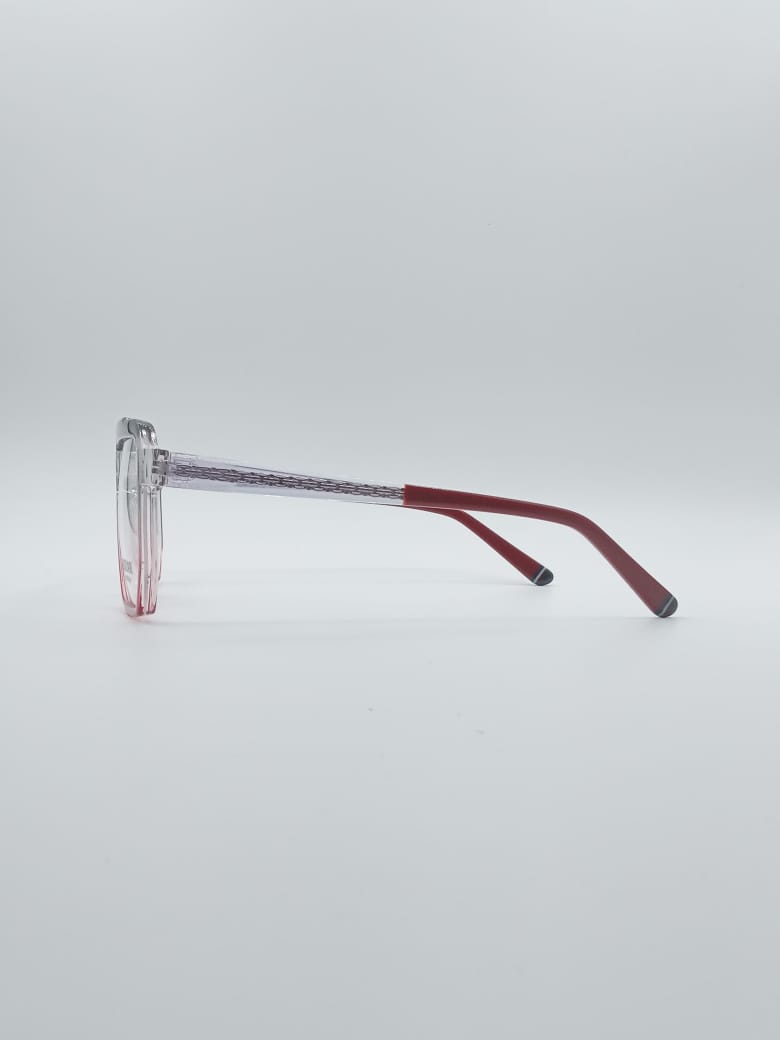 Geometrical Grey & Red Frame Men's Optics-113