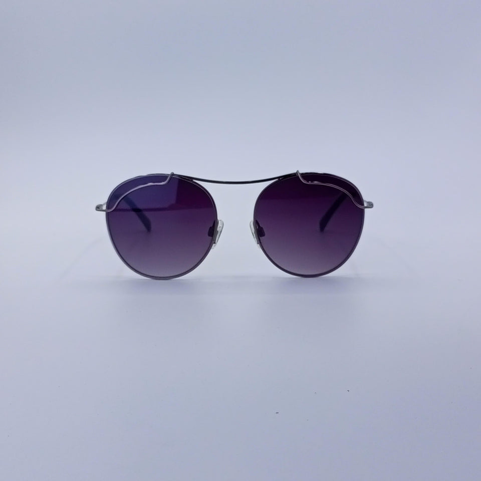 Circular Thin Black Frame Women's Sunglasses-210