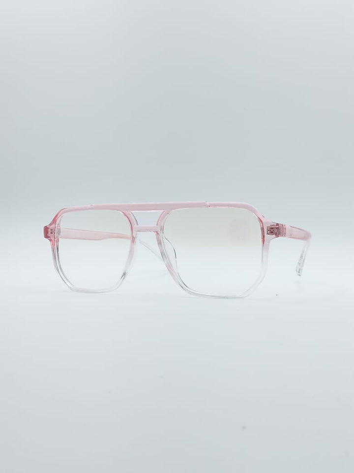Geometrical Light-pink & White Frame Women's Optics-056