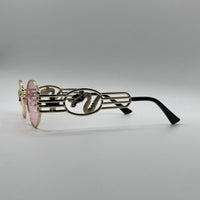 Circular Thin Golden Frame Women's Sunglasses-100
