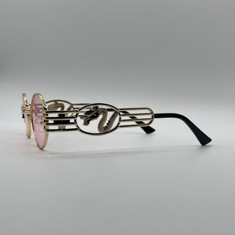 Circular Thin Golden Frame Women's Sunglasses-100