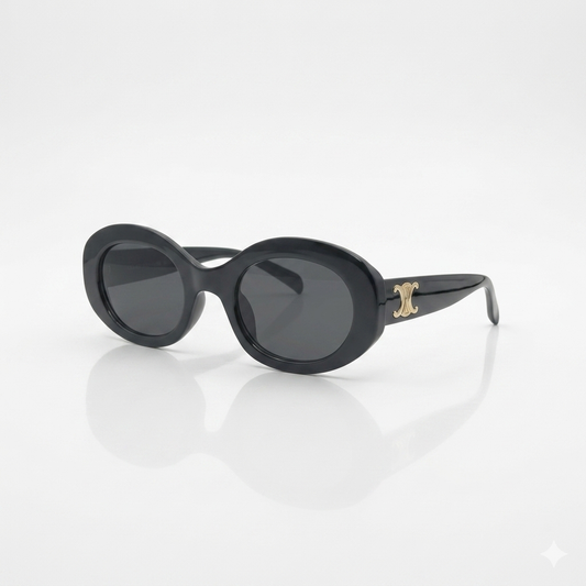 Circular Black Frame Women's Sunglasses-127