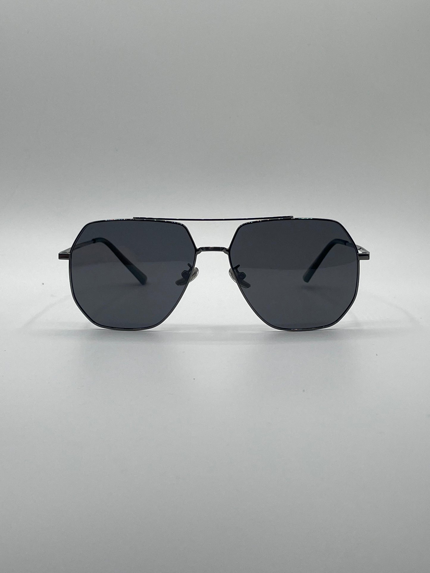 Geometrical Aviator Thin Black Polarized Sunglasses-201