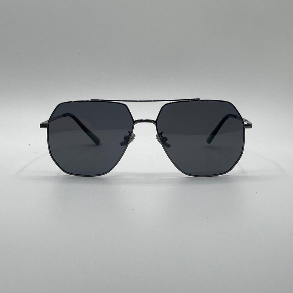 Geometrical Aviator Thin Black Polarized Sunglasses-201