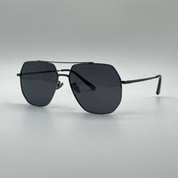 Geometrical Aviator Thin Black Polarized Sunglasses-201