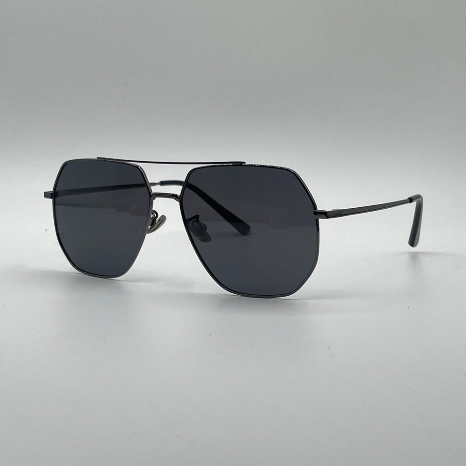Geometrical Aviator Thin Black Polarized Sunglasses-201