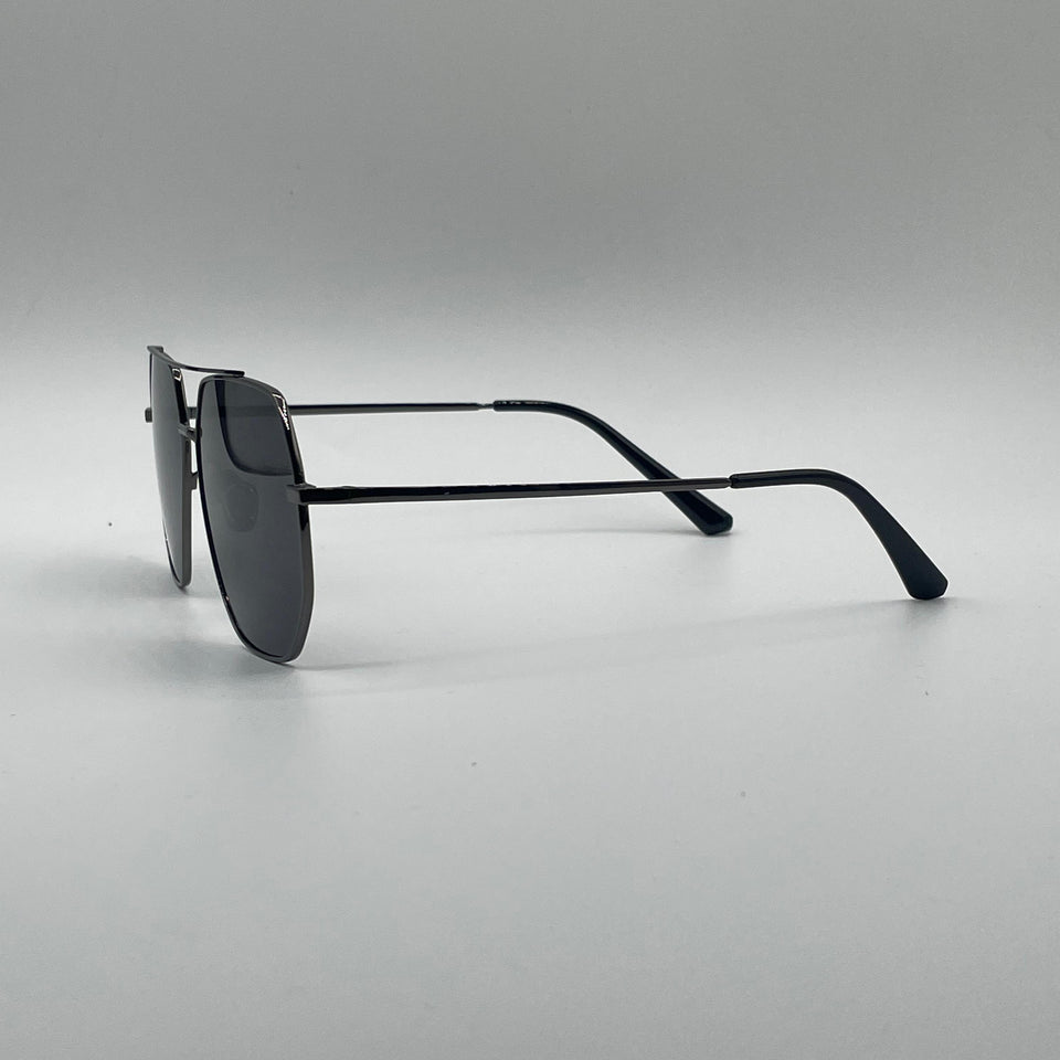 Geometrical Aviator Thin Black Polarized Sunglasses-201