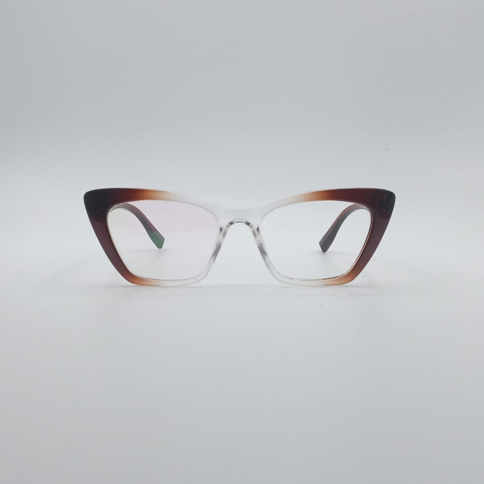 Cat Eye Brown & White Frame Optics-005