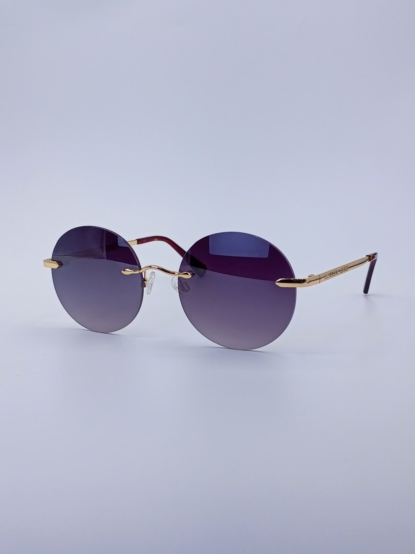 Gold Frame Round Sunglasses Gradient Lenses-237