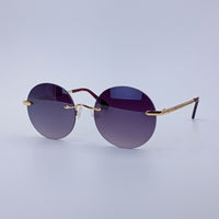 Gold Frame Round Sunglasses Gradient Lenses-237
