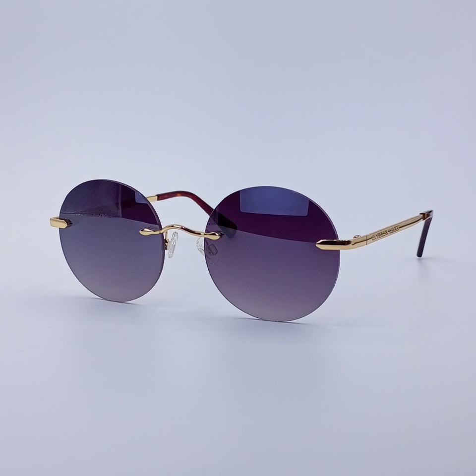 Gold Frame Round Sunglasses Gradient Lenses-237