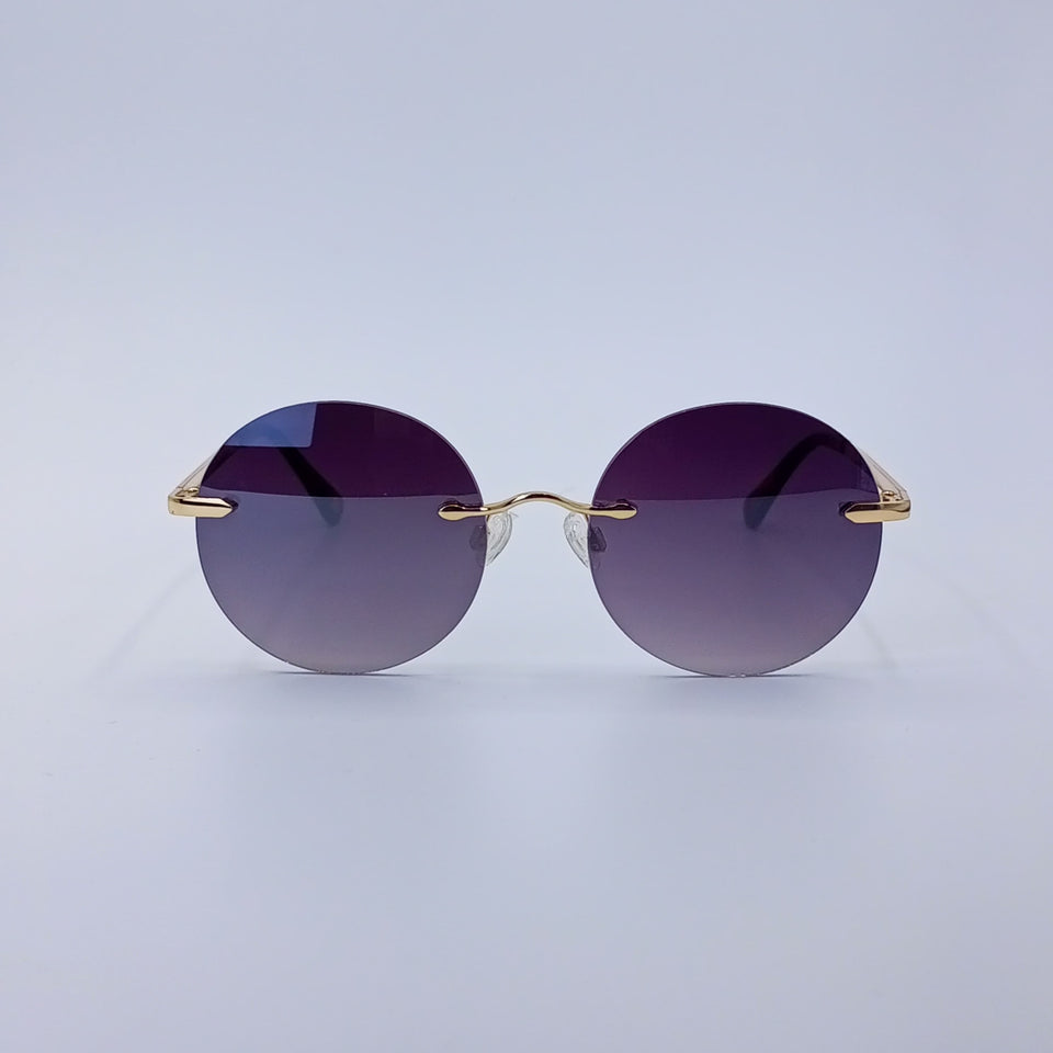 Gold Frame Round Sunglasses Gradient Lenses-237