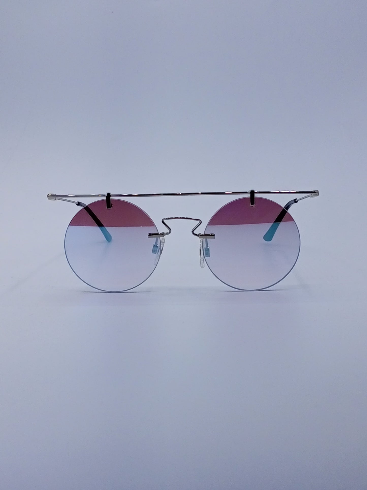 Gradient Lens Round Frame Glasses-232