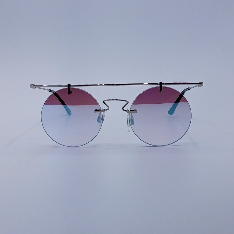 Gradient Lens Round Frame Glasses-232