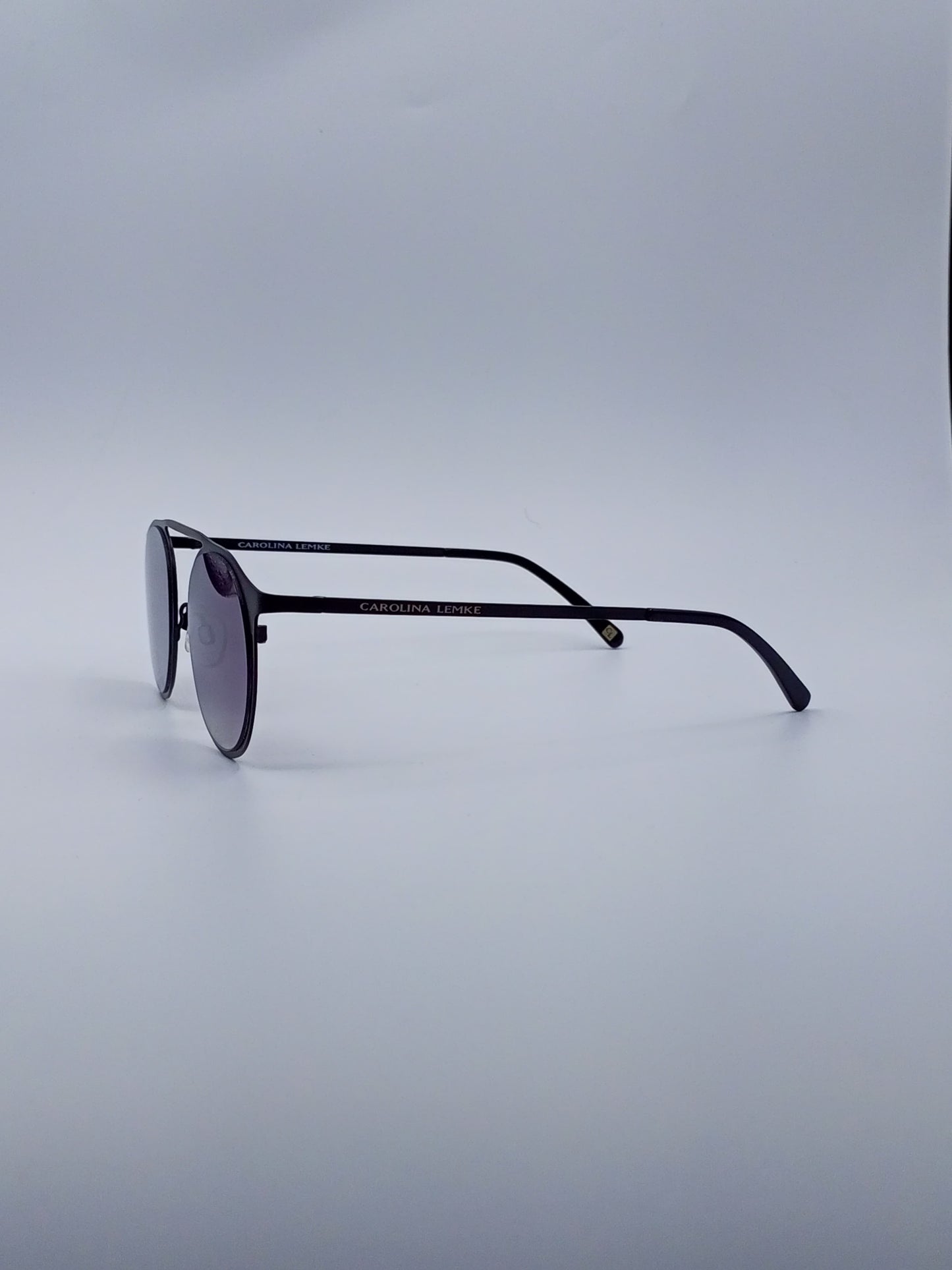 Black Frame Round Sunglasses Purple Gradient Lenses-236
