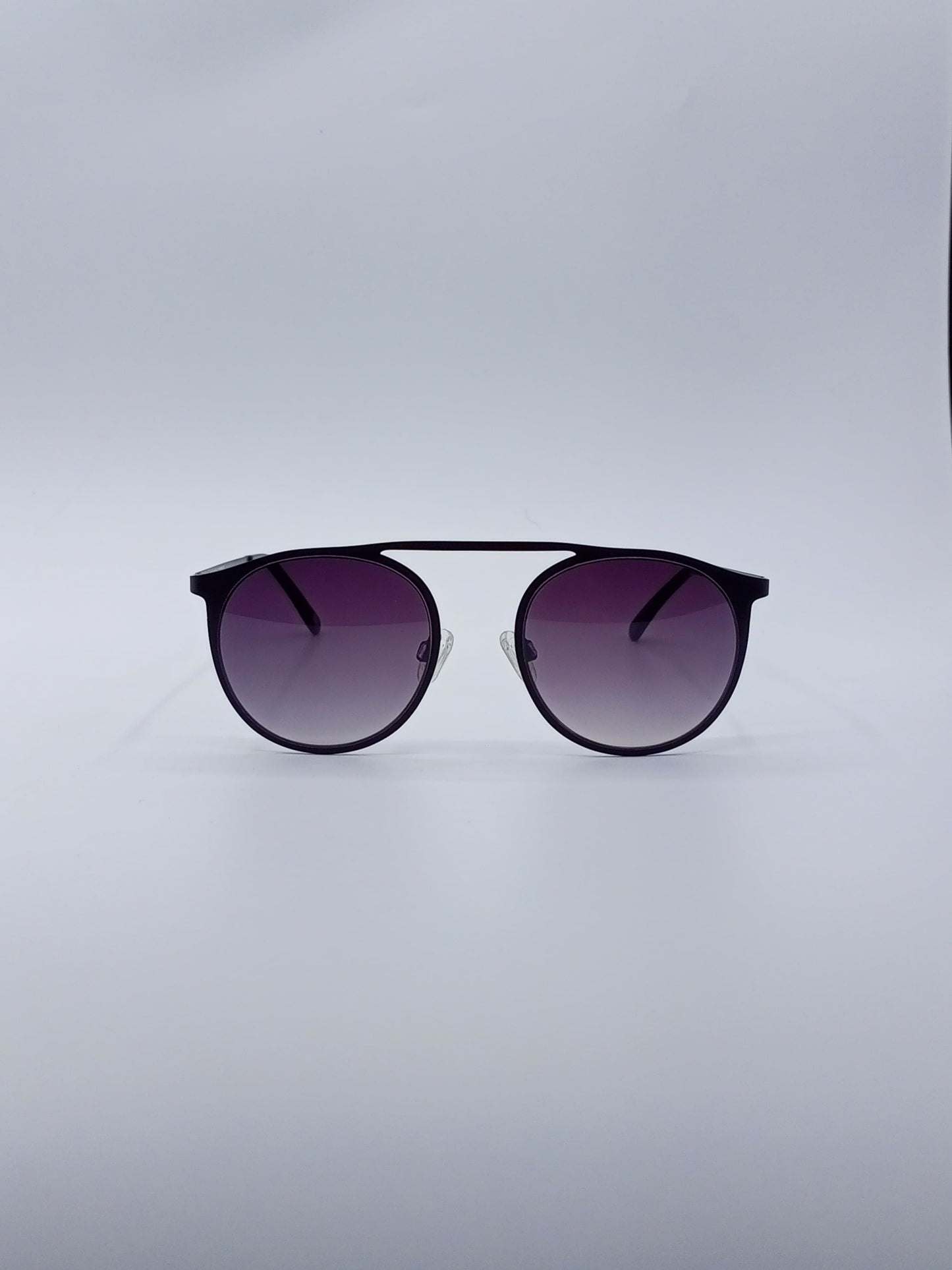 Black Frame Round Sunglasses Purple Gradient Lenses-236