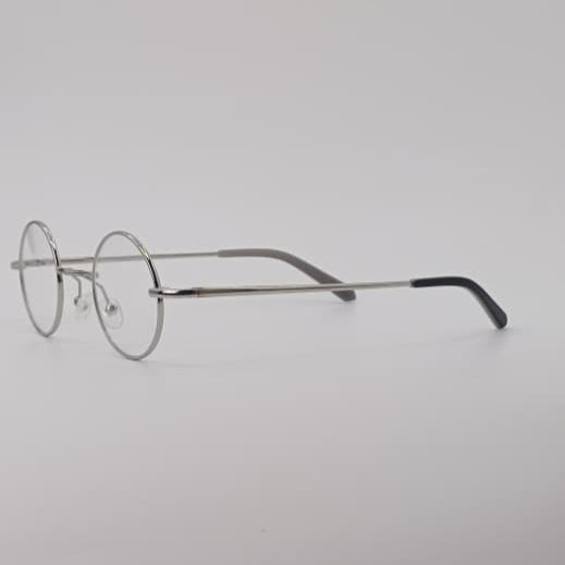 Silver Frame Side View Round Optics Transparent Lenses-432