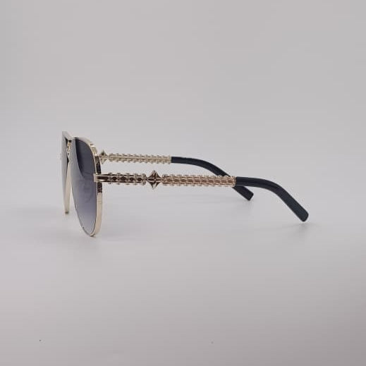 Gold Frame Aviator Sunglasses Midnight Blue Gradient Lenses-243