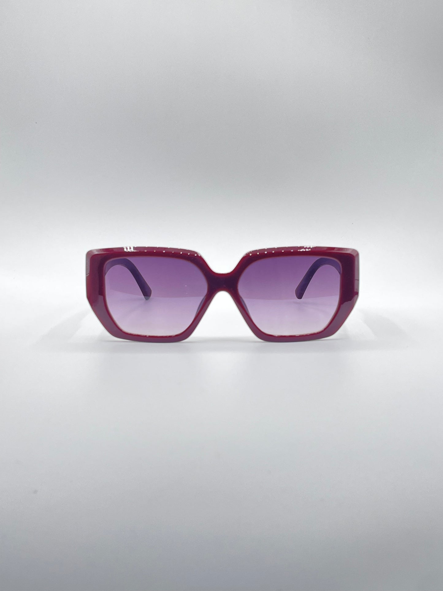 Angular Maroon Frame Women's Sunglasses-171