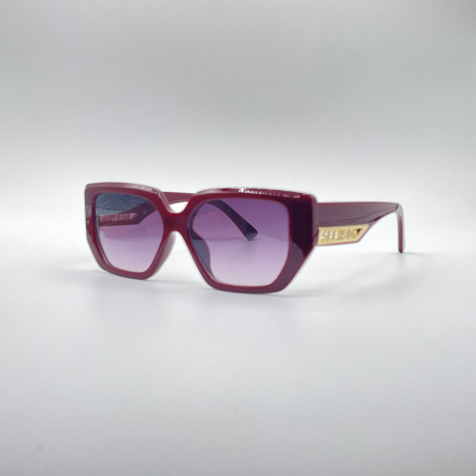 Angular Maroon Frame Women's Sunglasses-171
