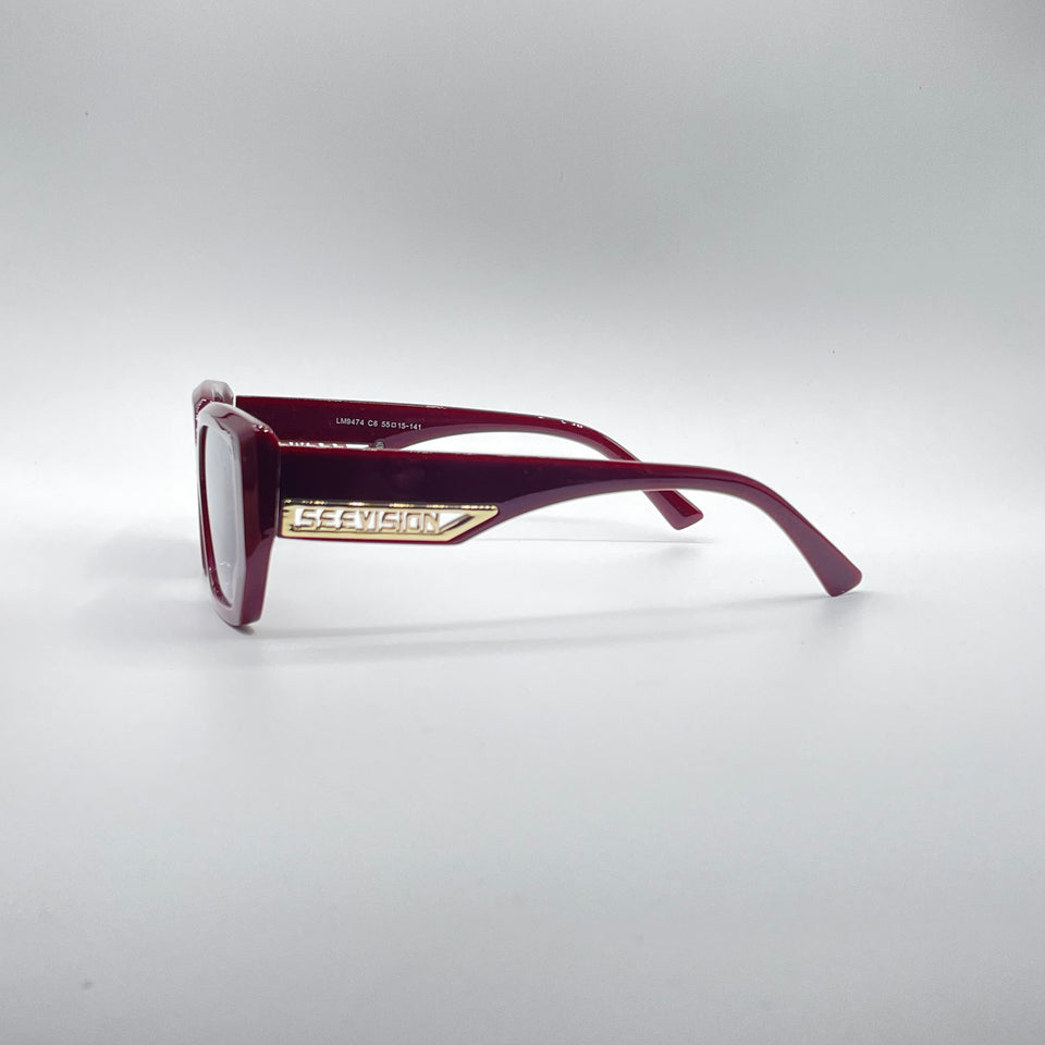 Angular Maroon Frame Women's Sunglasses-171