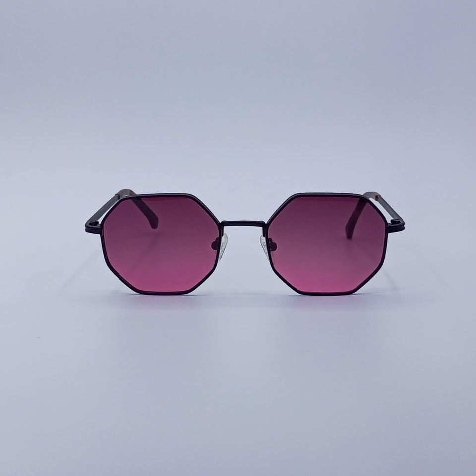 Geometrical Thin Black Frame Women's Sunglasses-208