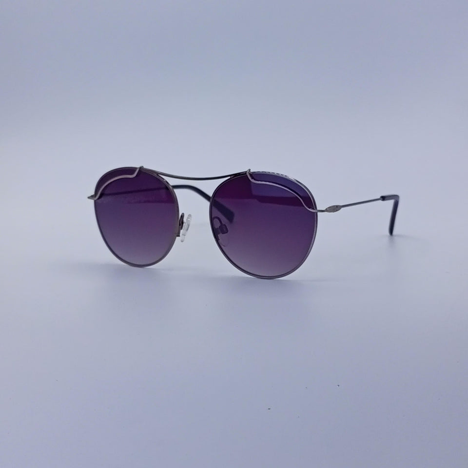 Circular Thin Black Frame Women's Sunglasses-210