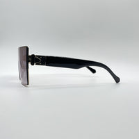 Flat Top Thin Black Frame Women's Sunglasses-094