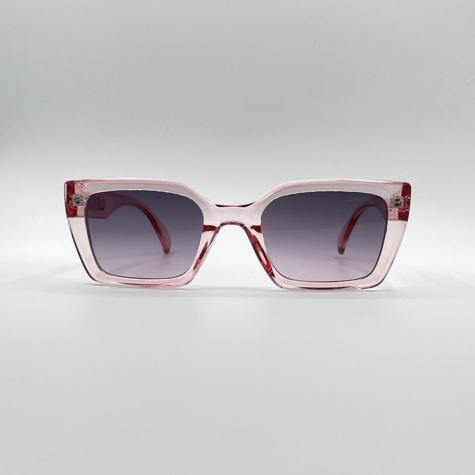 Acetate Translucent Pink Frame Women's Sunglasses-095