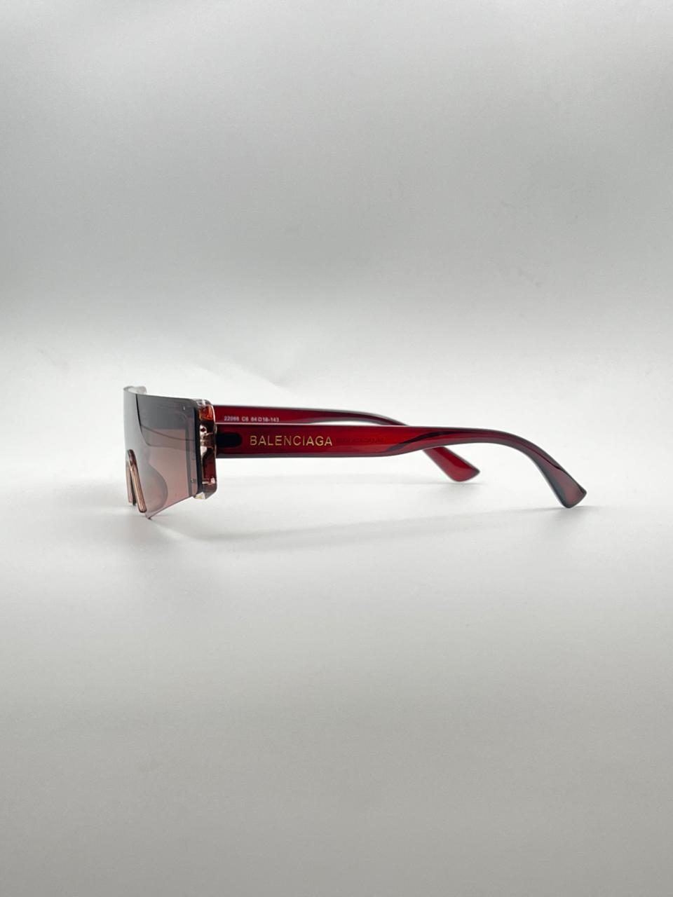 Shield Red Frame Women Sunglasses-119