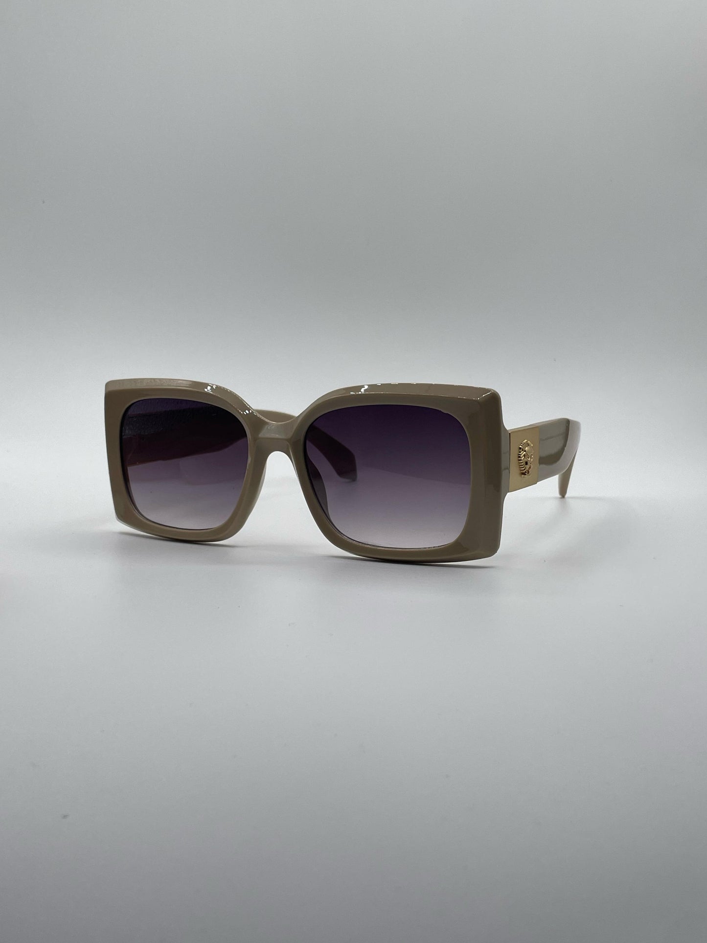 Square Beige Frame Women's Sunglasses-191