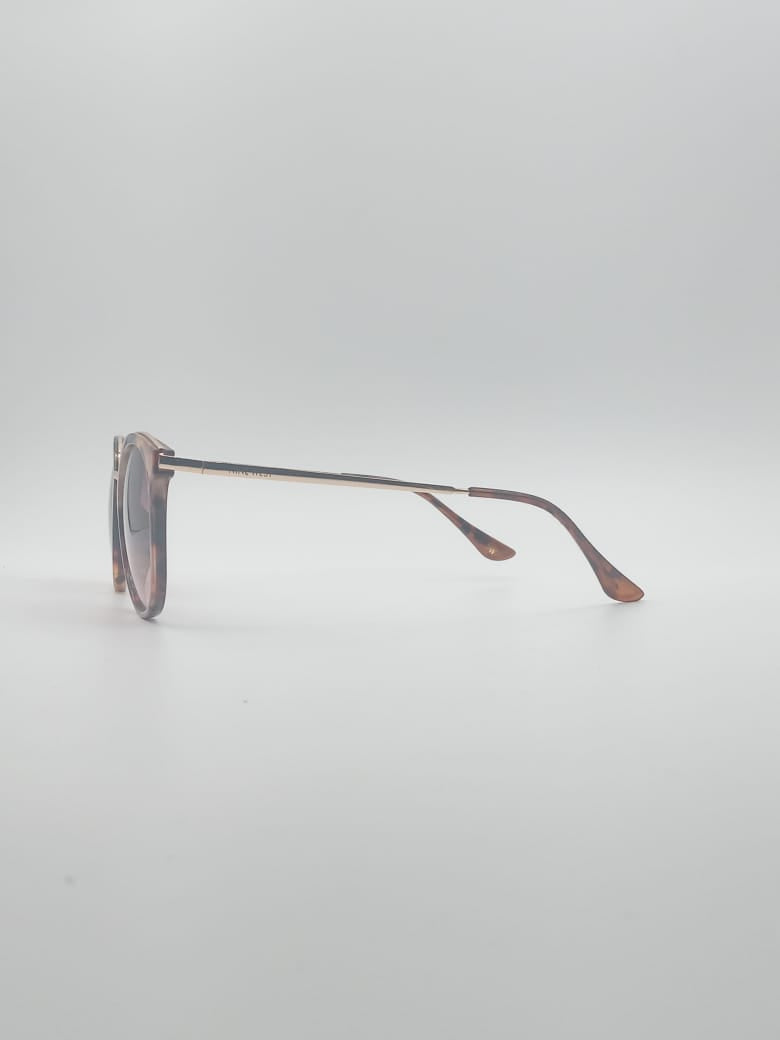 Round plastic Tortoise Frame Women's Sunglasses-002