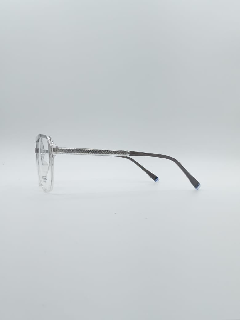 Geometrical Grey & White Frame Men's Optics-111